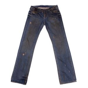 RICK OWENS SLAB Dirty Washed Blue Cotton Distressed Jeans